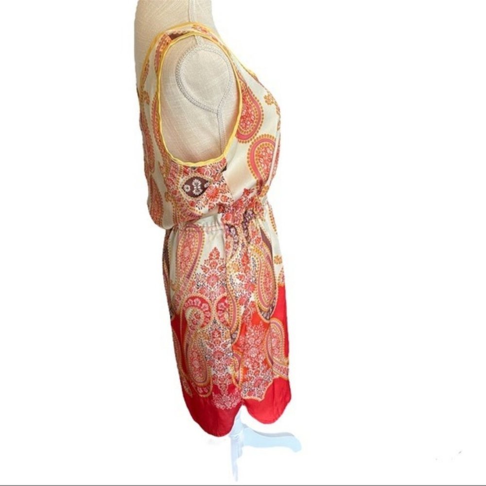 MNG By Mango Paisley Print Orange Dress Size 6 - Picture 6 of 8